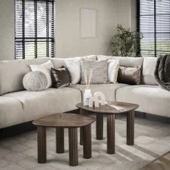 Organische Salontafel Sadaf Teakhout, Set van 2 stuks