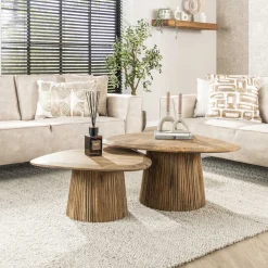 Organische Salontafel Sharmila Mangohout, Set van 2 stuks