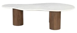 Organische Salontafel Shaneen Marmer en mangohout, 135 x 80cm