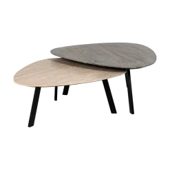 Organische Salontafel Spencer Travertin, Set van 2 stuks