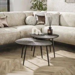 Organische Salontafel Teara Ray Metal finish, Set van 2 stuks