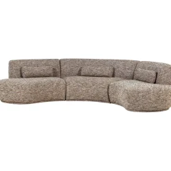 Organische 6-zits Bank Batavier 320cm, Geweven melange stof, kleur Lichtbruin