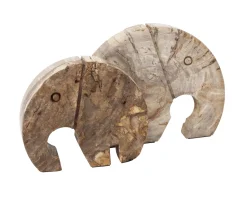 Ornament Elephant Versteend hout, 20 x 25cm