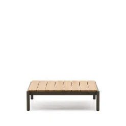 Outdoor Salontafel Sorells Teakhout en groen aluminium, 89 x 91cm