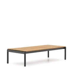 Outdoor Salontafel Sorells Teakhout en grijs aluminium, 149 x 63cm,