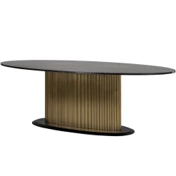 Ovale Eettafel Ironville Mangohout en marmer, 235 x 110cm