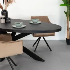 Ovale Eettafel Kala Spider Mangohout en staal, kleur zwart