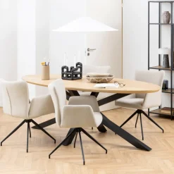 Ovale Eettafel Line Eiken, 220 x 100cm