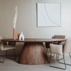 Ovale Eettafel Premana Mangohout, kleur Bruin