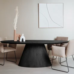 Ovale Eettafel Premana Mangohout, kleur Zwart