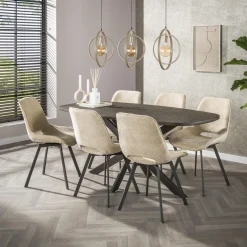 Ovale Eettafel Shakira Liquid Metal, 180 x 90cm