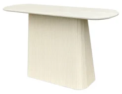 Ovale Sidetable Puck Mangohout, 140cm, kleur Ivoor