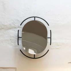 Ovale Spiegel Emma 70 x 56cm, kleur Zwart