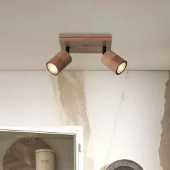 Plafondlamp Java Spot, 2-lamps, Bamboe