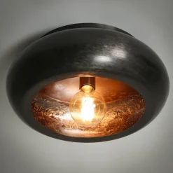 Plafondlamp Yamil kleur Zwart Nikkel