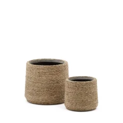 Plantenpot Sigal Handgevlochten Espartogras, Set van 2 stuks