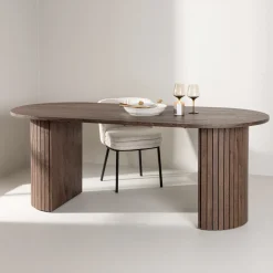 Plat Ovale Eettafel Adrin 200 x 90cm, kleur Mokka