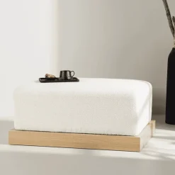 Poef Alaric Bouclé, kleur Wit