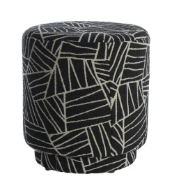Poef Davonte 40cm, kleur Zwart/Wit