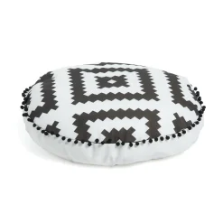 Poef Ethnie 60cm, kleur Wit/zwart