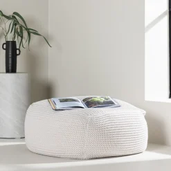 Poef Keyla Geweven, kleur Crème