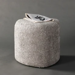 Poef Liem Bouclé, kleur Grijs