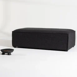 Poef Yulonda Bouclé, kleur Zwart