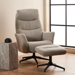 Relaxfauteuil Talisha Met voetenbank, Bouclé