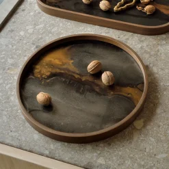 Rond Dienblad Linear Flow kleur Brons