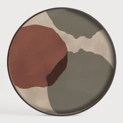 Rond Dienblad Overlapping Dots 61cm, kleur Rood