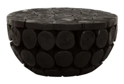 Rond Salontafel Cone Teakhout, 62cm, kleur Zwart