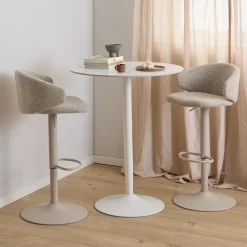 Ronde Bartafel Tempest Keramiek met marmerprint, 80cm, kleur Wit