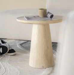 Ronde Bijzettafel Aime Travertin, 45cm