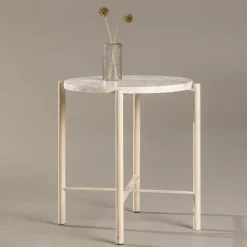 Ronde Bijzettafel Arnita Mactan steen, 40cm