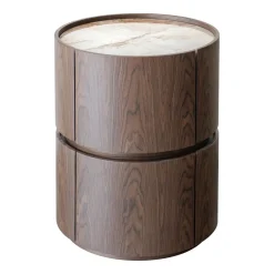 Ronde Bijzettafel Ellery Keramiek, Met 2 lades, 50cm