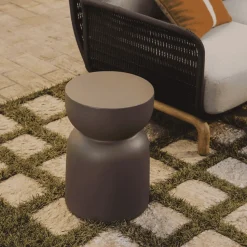 Ronde Bijzettafel Garbet Cement, 32cm, kleur Bruin