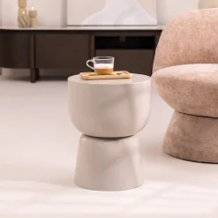 Ronde Bijzettafel Kian 35cm, kleur Off White