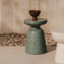 Ronde Bijzettafel Mesquida Terrazzo, 39cm, kleur Groen