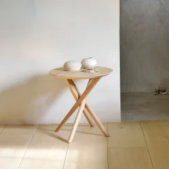 Ronde Bijzettafel Mikado Geolied Eikenhout, 50cm, kleur Naturel