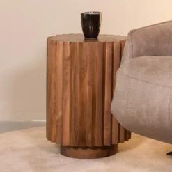Ronde Bijzettafel Novan Mangohout, 35cm