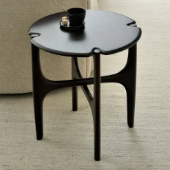 Ronde Bijzettafel PI Gevernist Hout, 47cm