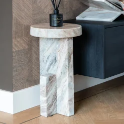 Ronde Bijzettafel Sion Marmer, 30cm