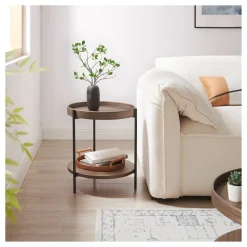 Ronde Bijzettafel Sylver MDF en metaal, 44cm