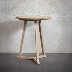 Ronde Bijzettafel Tripod Hout, 46cm