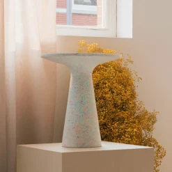 Ronde Bijzettafel Victoria Terrazzo, kleur Wit