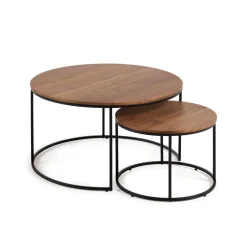 Ronde Bijzettafel Yoana Eikenhout, Set van 2 stuks