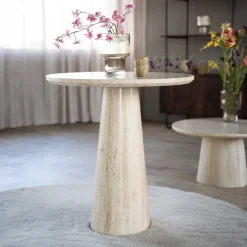 Ronde Bistrotafel Aime Travertin, 70cm