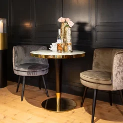 Ronde Bistrotafel Osteria Faux Marmer en Staal, Ø80cm