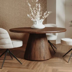 Ronde Eettafel Asti Mangohout, kleur Bruin
