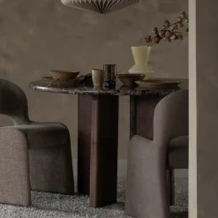 Ronde Eettafel Lando Marmer en mangohout, 127 cm